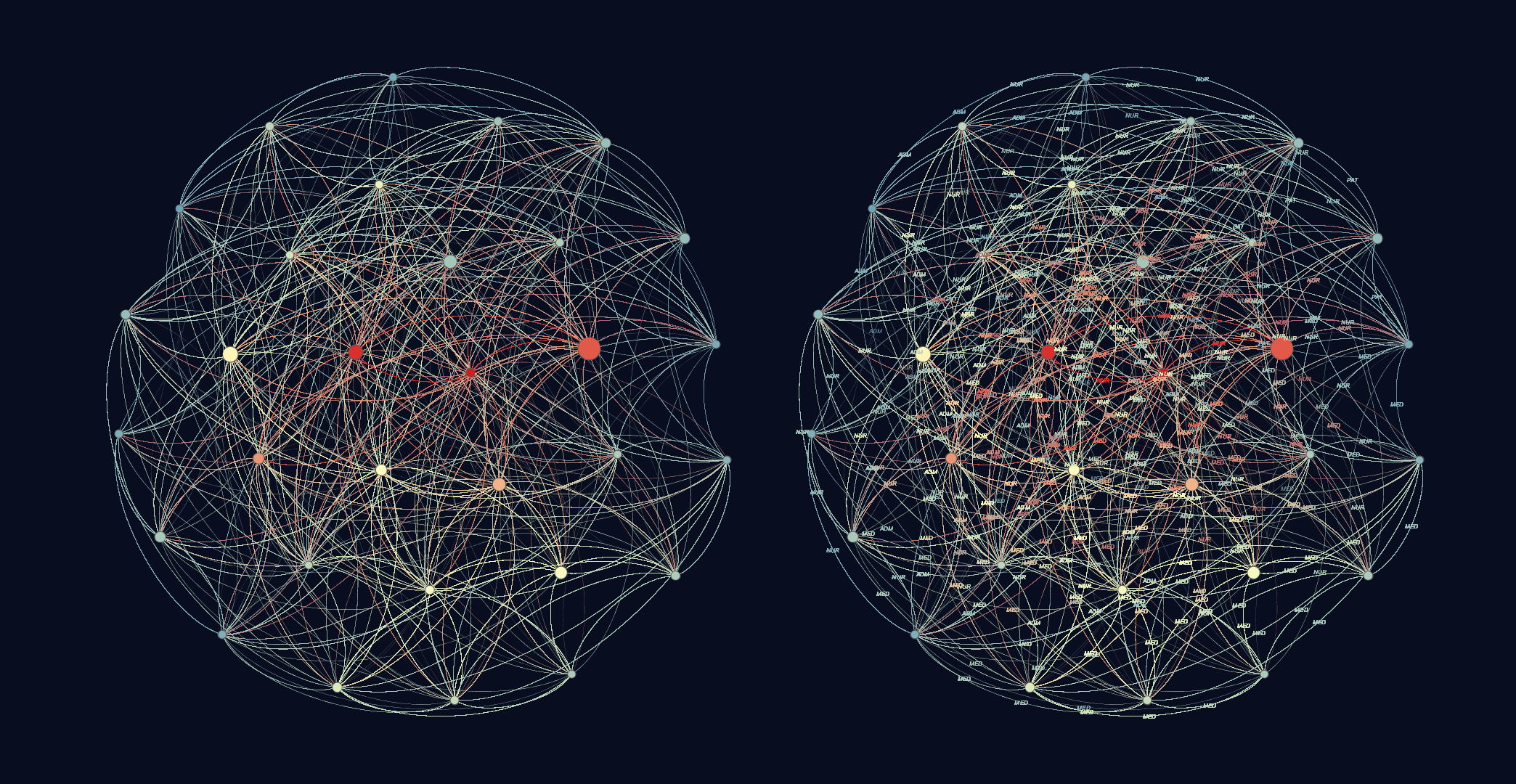 A dual network plot of hospital ward contact